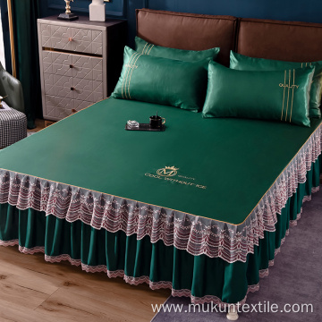 Logo embroidery Double bed skirting set home